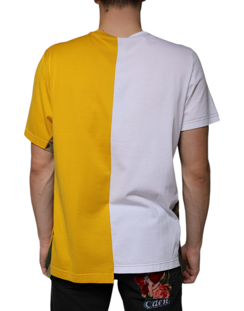 T-shirt à manches courtes Dolce & Gabbana blanc et jaune à logo imprimé