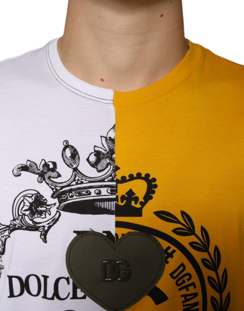 T-shirt à manches courtes Dolce & Gabbana blanc et jaune à logo imprimé