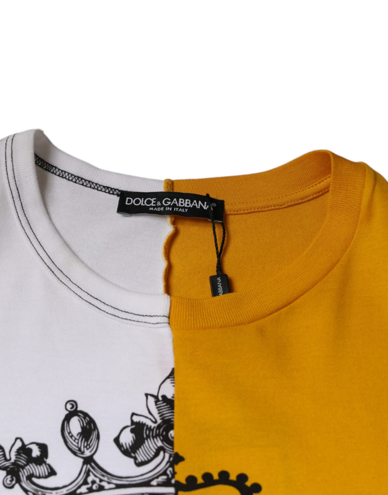 T-shirt à manches courtes Dolce & Gabbana blanc et jaune à logo imprimé