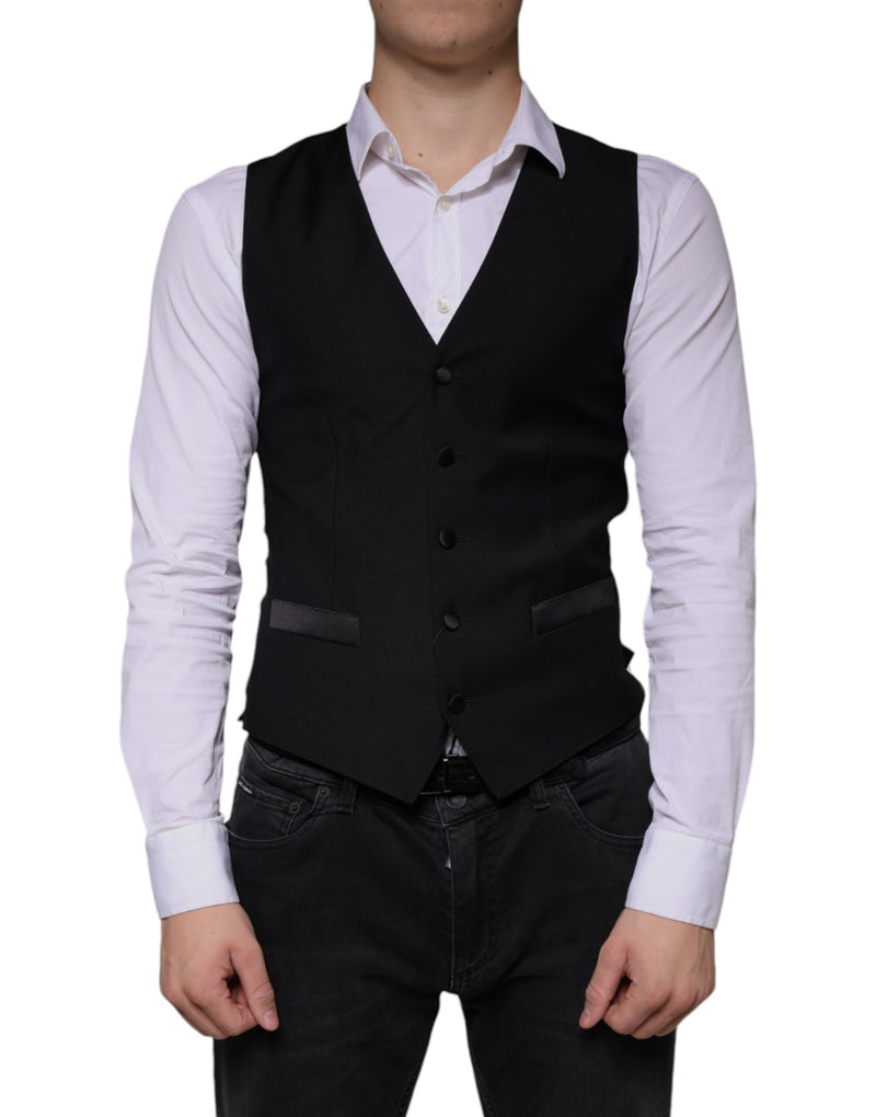 Gilet de costume formel en laine noire Dolce & Gabbana