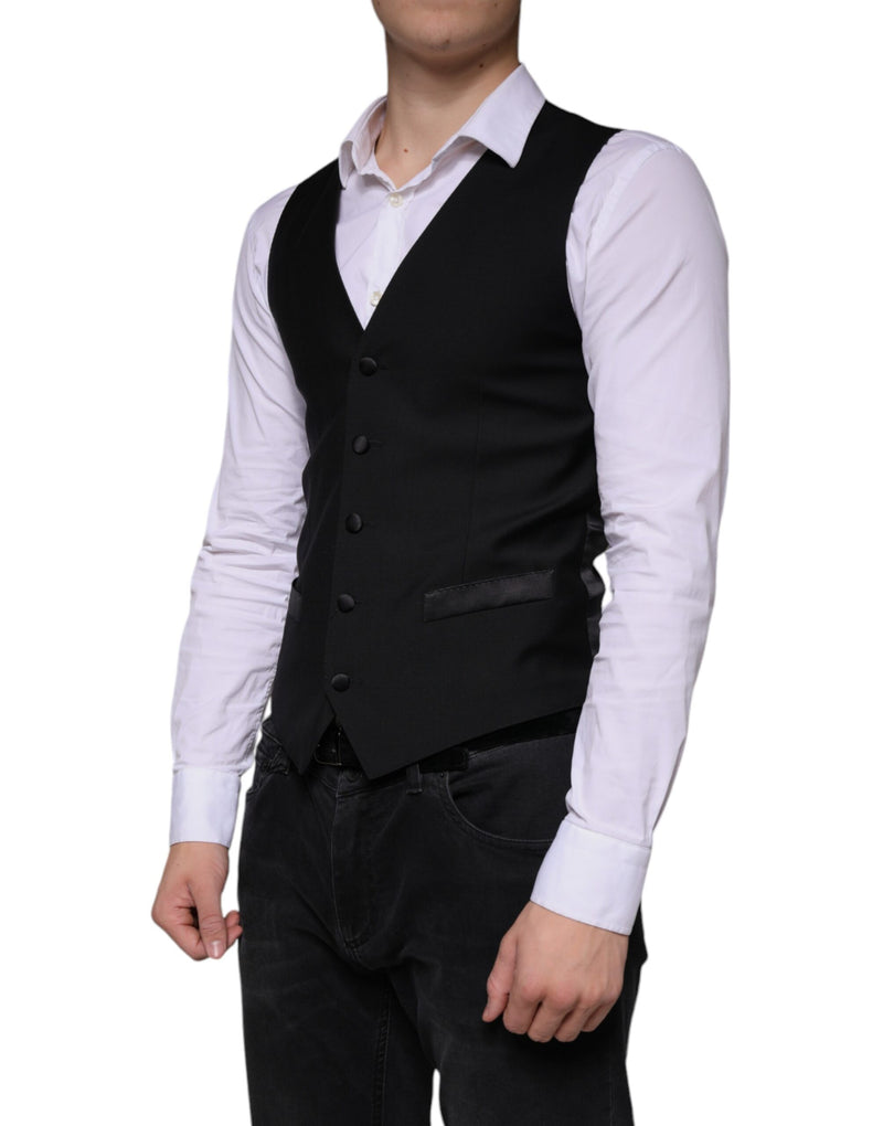 Gilet de costume formel en laine noire Dolce & Gabbana