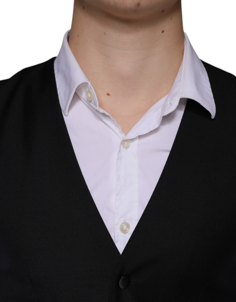Gilet de costume formel en laine noire Dolce & Gabbana