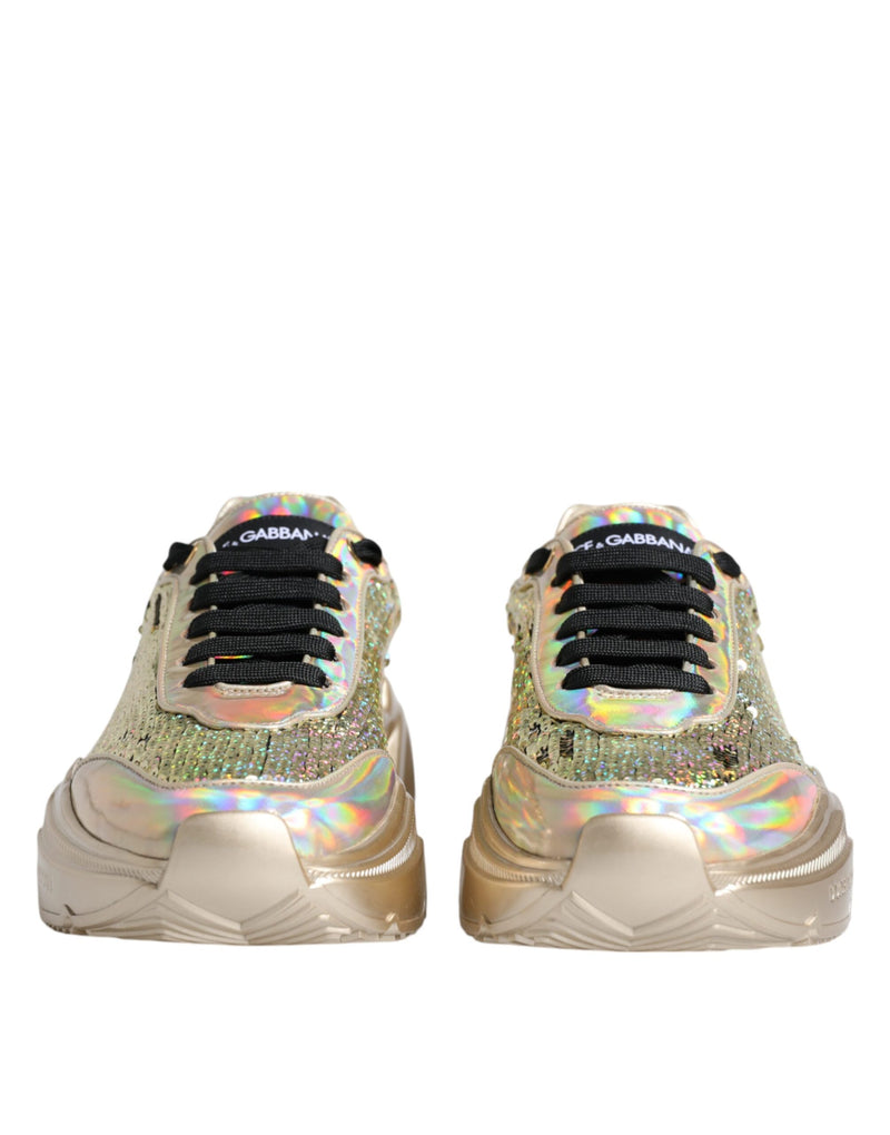 Sneakers Daymaster Dolce & Gabbana dorées à sequins irisés