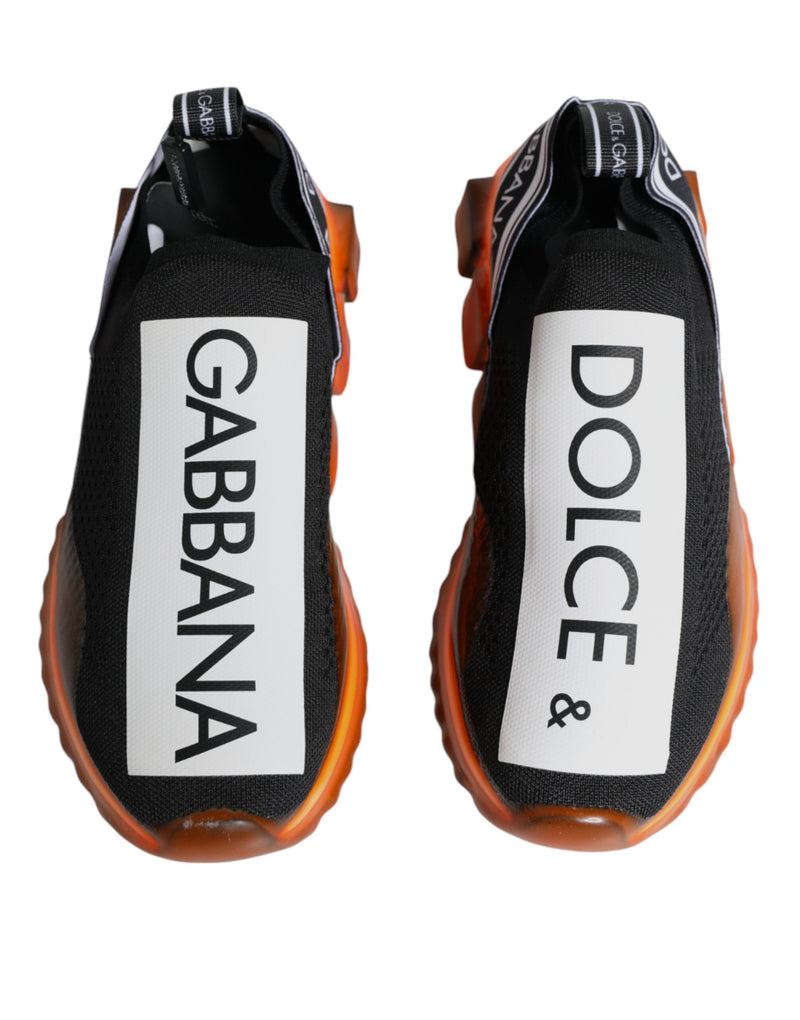 Baskets sans lacets Sorrento noires et orange Dolce & Gabbana