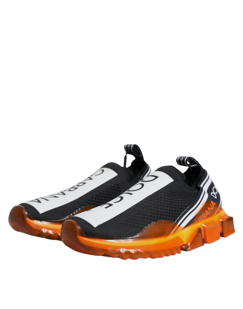 Baskets sans lacets Sorrento noires et orange Dolce & Gabbana