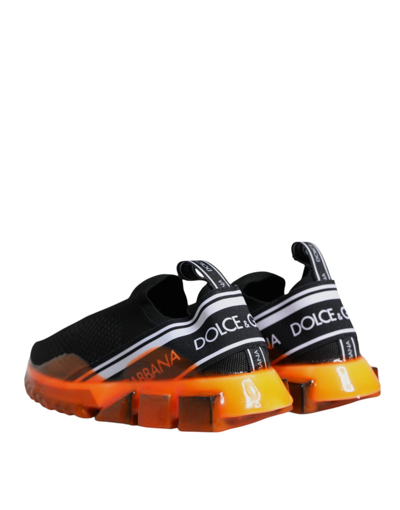 Baskets sans lacets Sorrento noires et orange Dolce & Gabbana