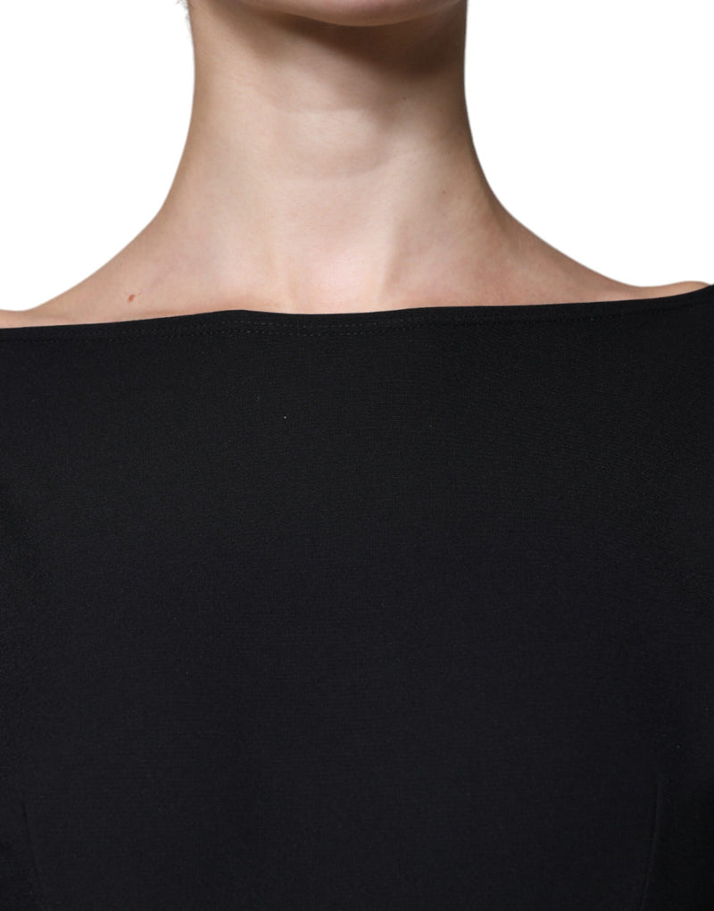 Minivestido negro de viscosa con aberturas, corte en A y mangas largas Dolce & Gabbana