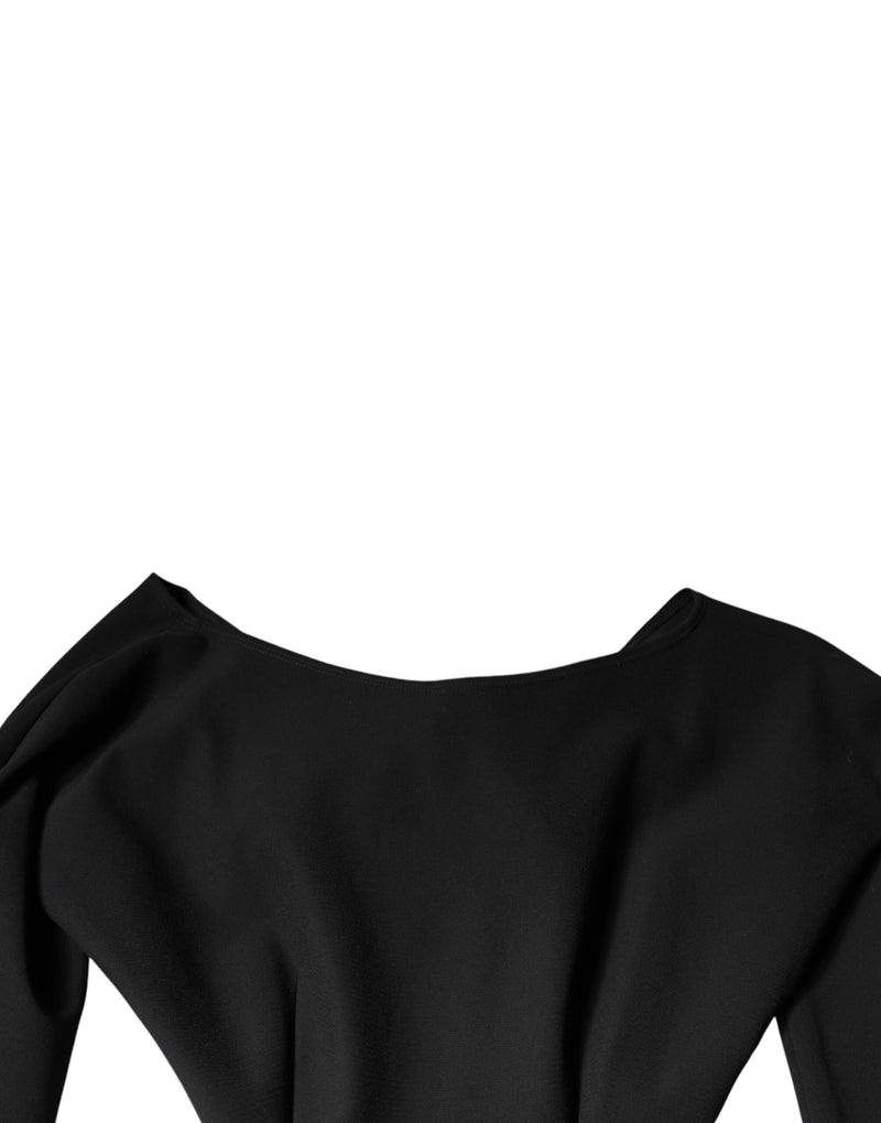 Minivestido negro de viscosa con aberturas, corte en A y mangas largas Dolce & Gabbana
