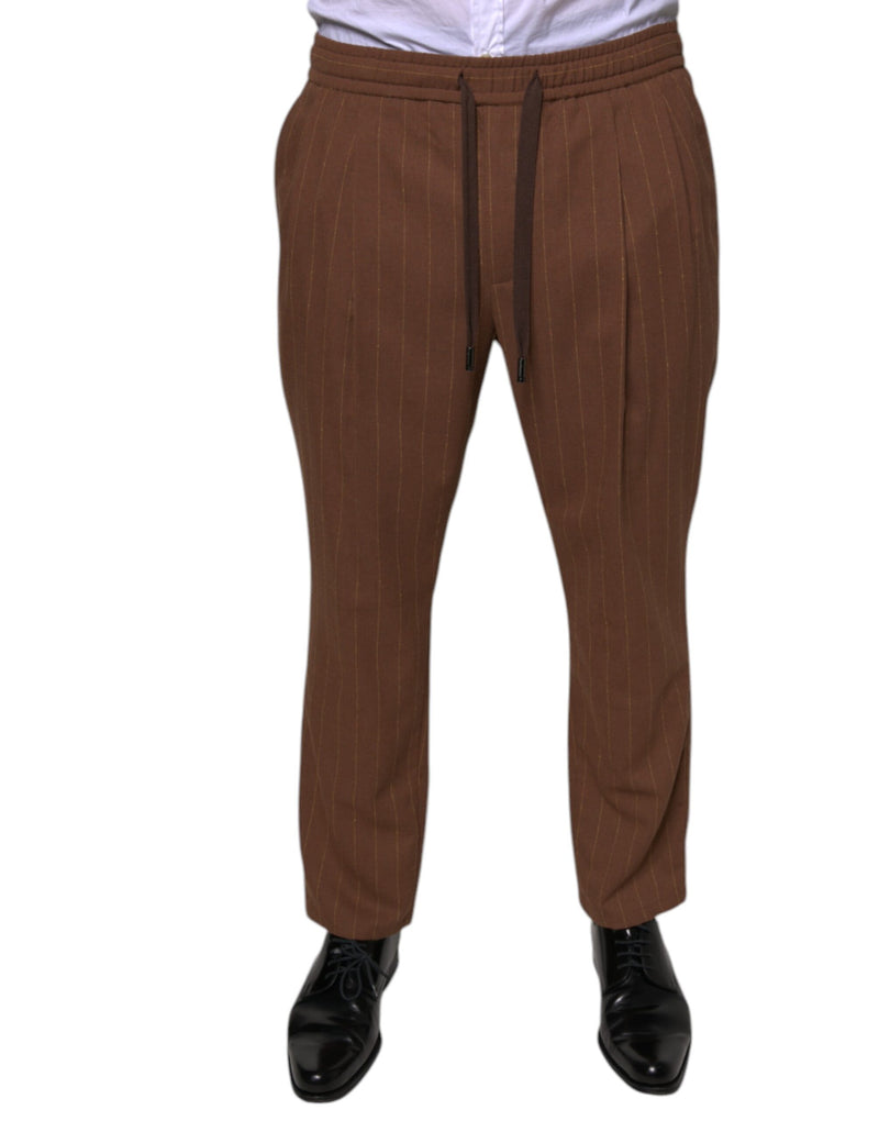 Pantalones de vestir ajustados con rayas marrones para hombre de Dolce & Gabbana