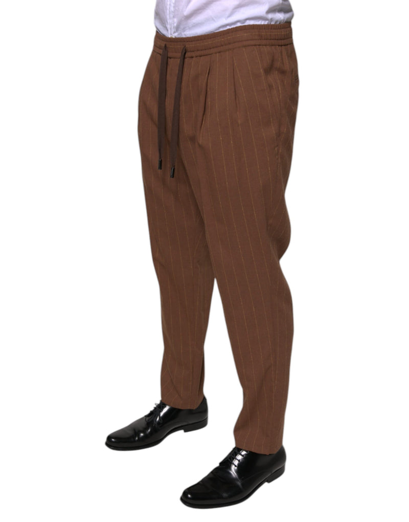Pantalones de vestir ajustados con rayas marrones para hombre de Dolce & Gabbana