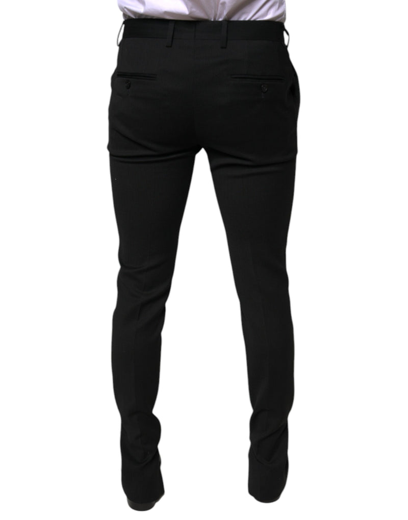 Pantalones de vestir ajustados de lana negra Dolce & Gabbana