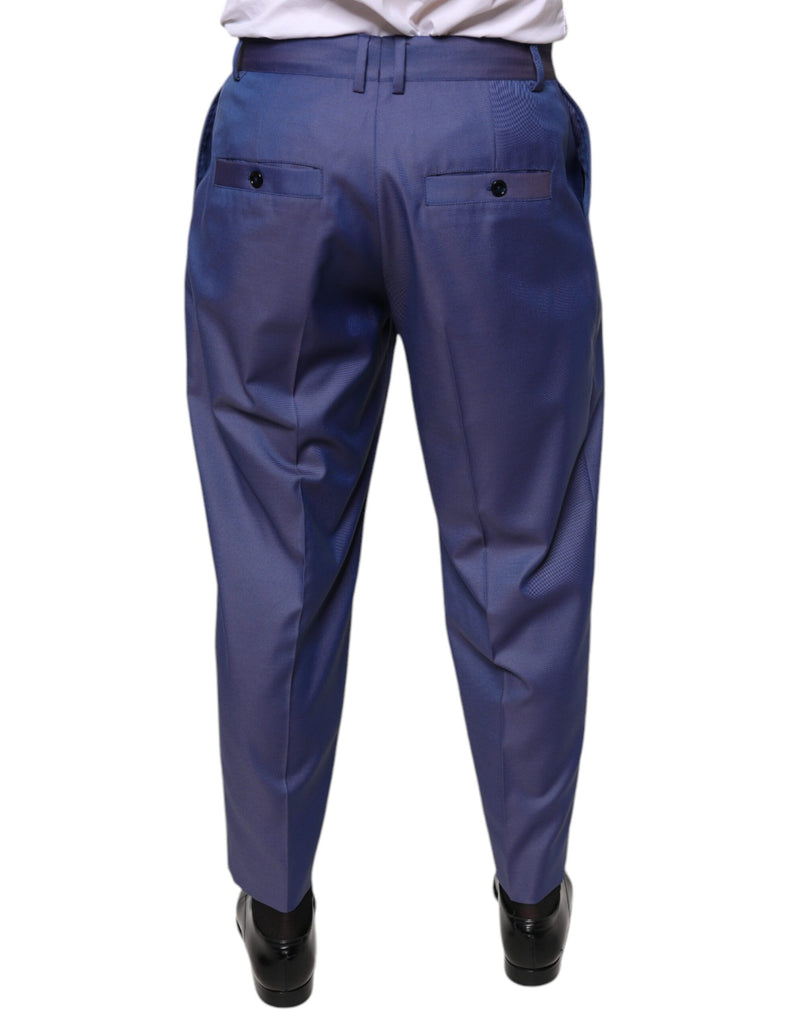 Pantalones de vestir de lana azul con corte cónico Dolce & Gabbana