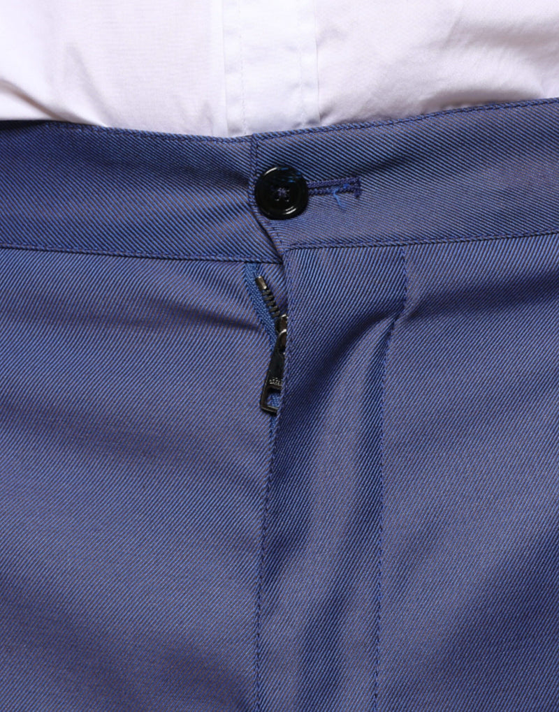 Pantalones de vestir de lana azul con corte cónico Dolce & Gabbana