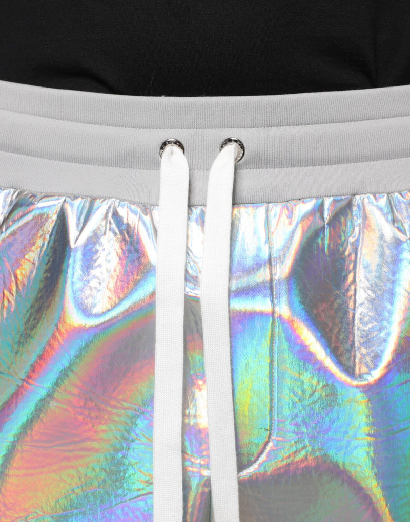 Calça jogger masculina de moletom iridescente prateada Dolce & Gabbana