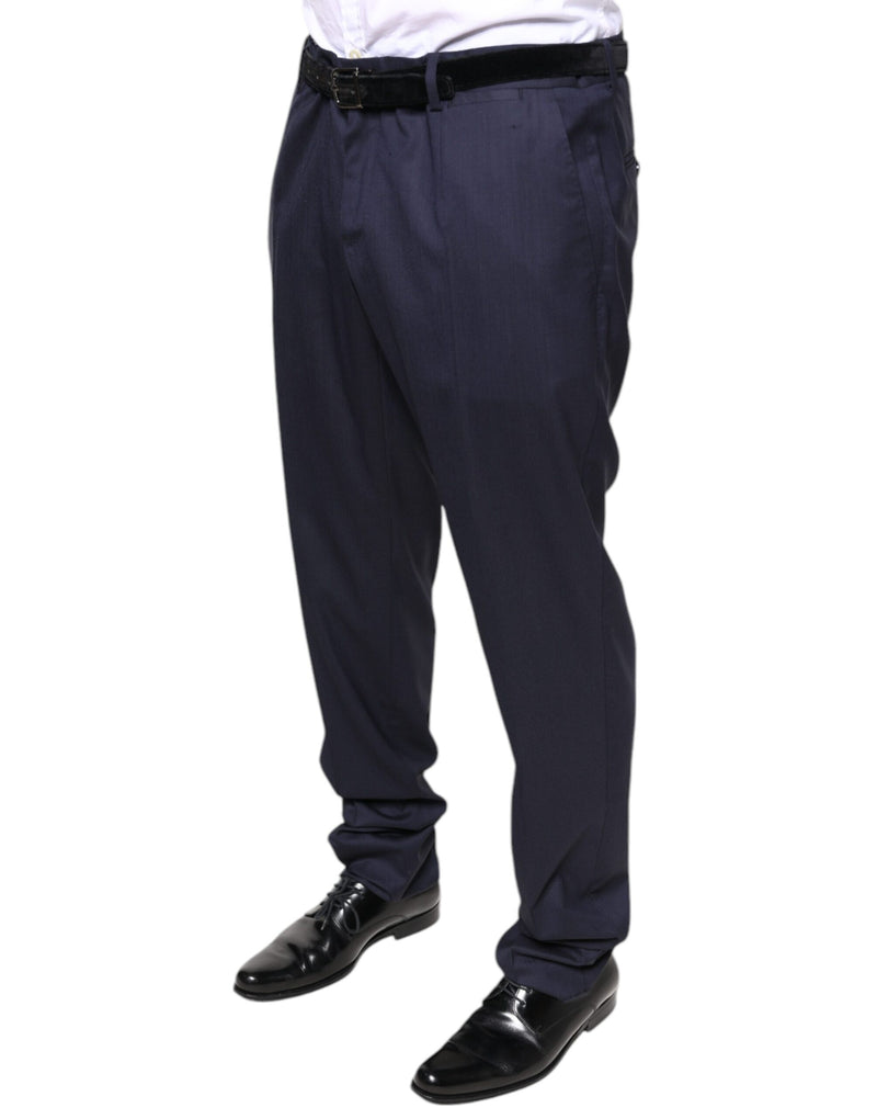 Calça social skinny masculina de lã azul Dolce & Gabbana