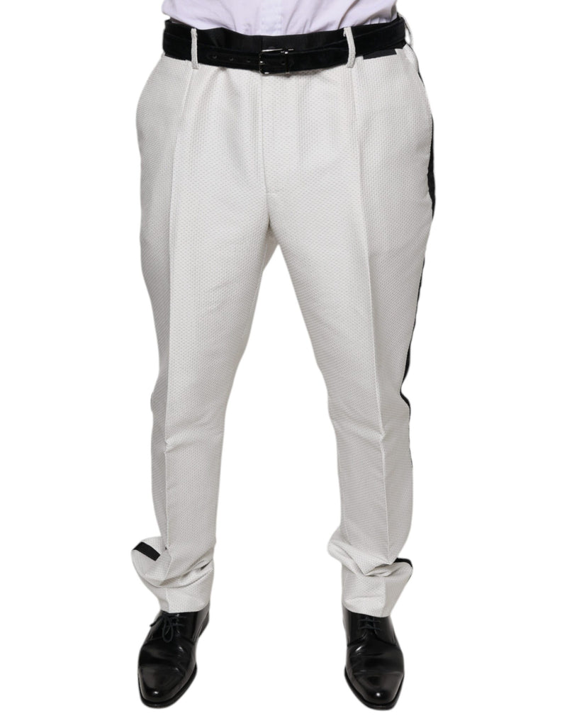 Pantaloni eleganti Dolce & Gabbana in poliestere bianco