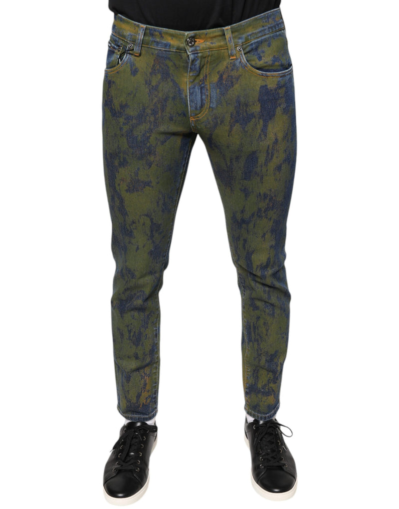 Jean slim homme bleu en coton teinté Dolce & Gabbana