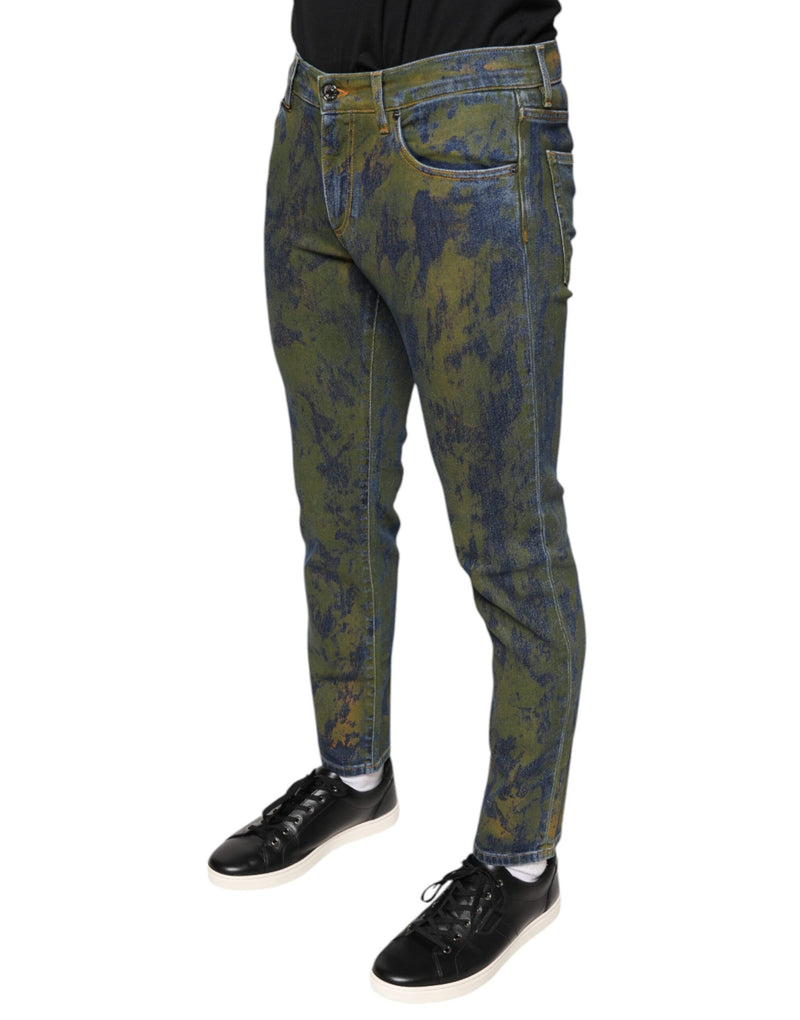 Jean slim homme bleu en coton teinté Dolce & Gabbana