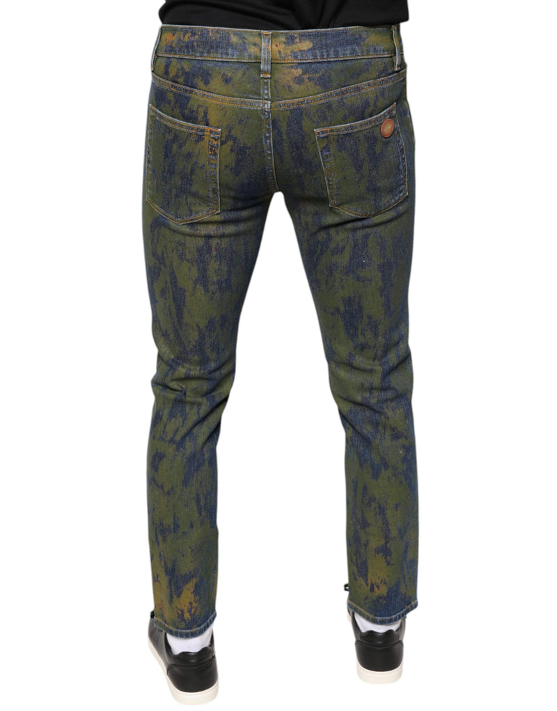 Jean slim homme bleu en coton teinté Dolce & Gabbana