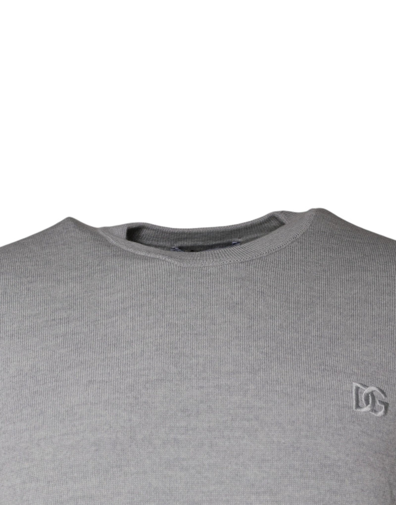 Jersey gris claro de lana con cuello redondo de Dolce & Gabbana