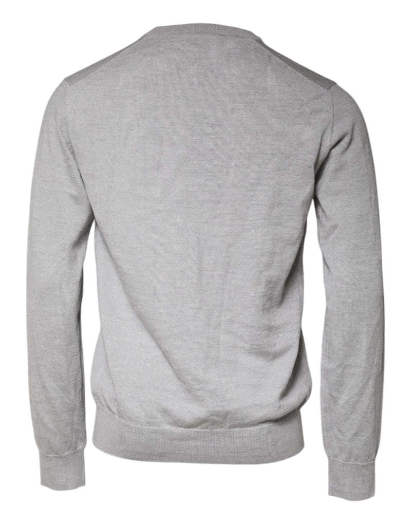 Jersey gris claro de lana con cuello redondo de Dolce & Gabbana