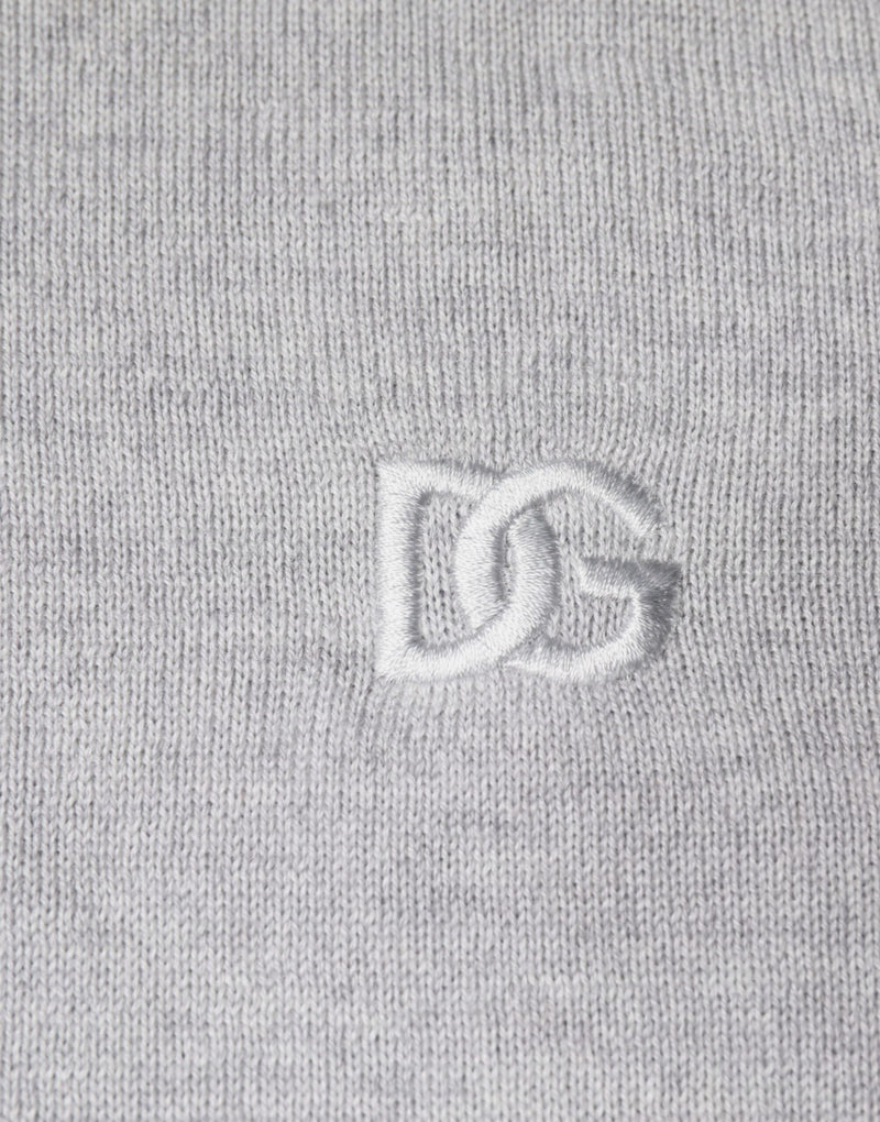 Jersey gris claro de lana con cuello redondo de Dolce & Gabbana