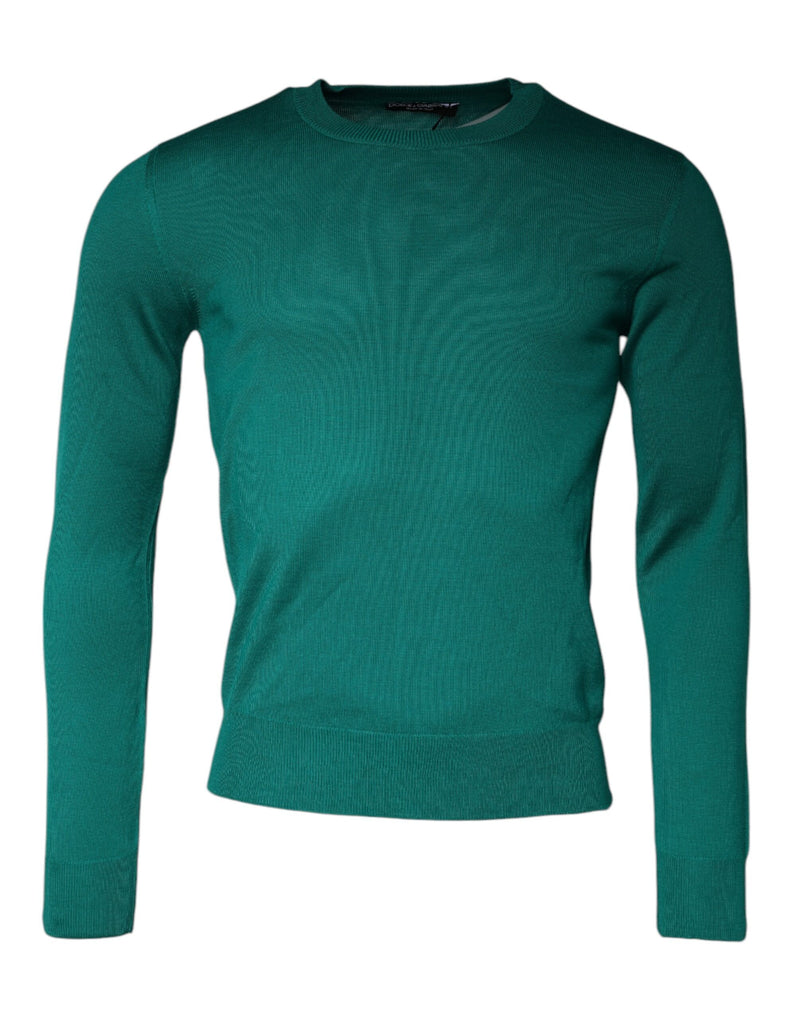 Pull à col rond en maille de laine verte Dolce & Gabbana