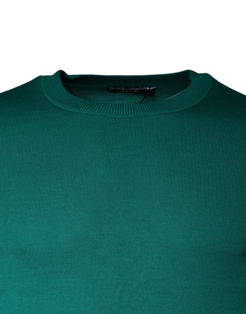 Pull à col rond en maille de laine verte Dolce & Gabbana