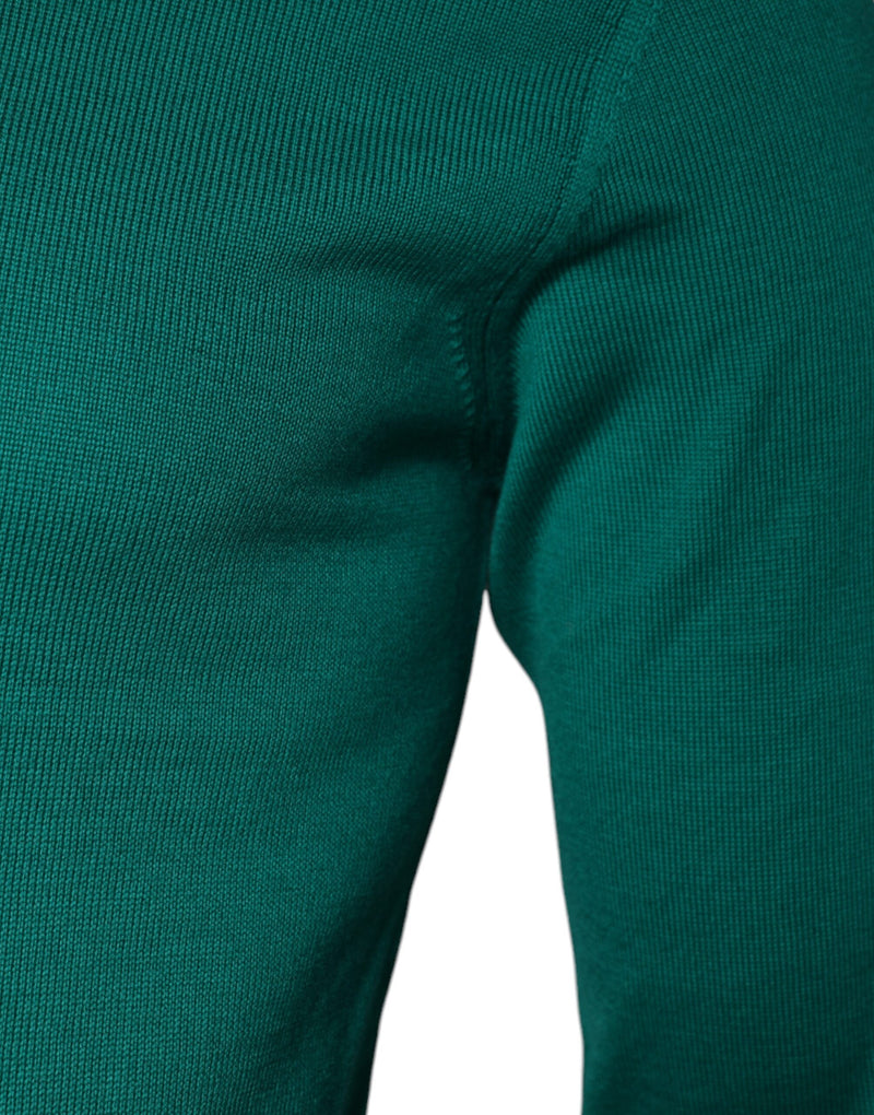 Pull à col rond en maille de laine verte Dolce & Gabbana