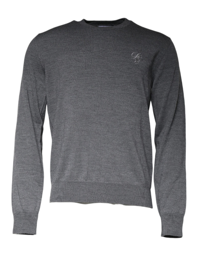 Pull à col rond en laine gris foncé Dolce & Gabbana