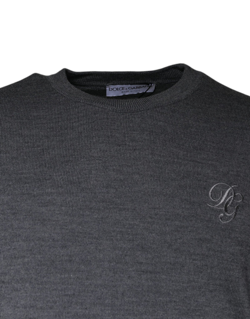 Pull à col rond en laine gris foncé Dolce & Gabbana