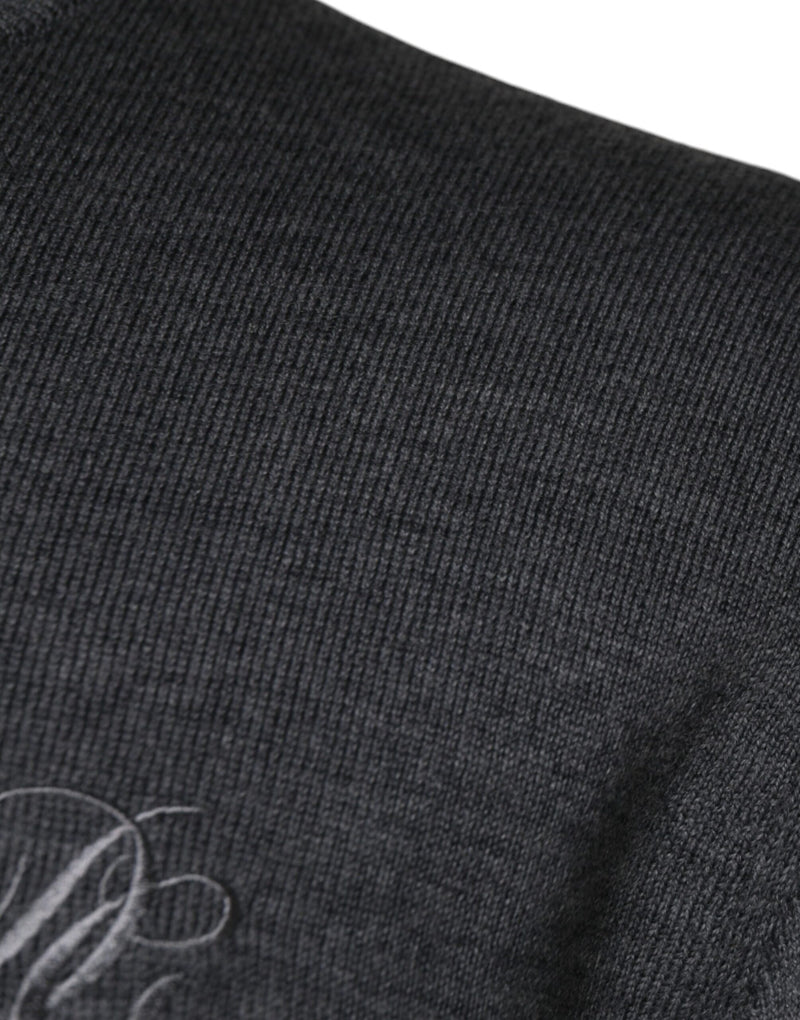 Pull à col rond en laine gris foncé Dolce & Gabbana