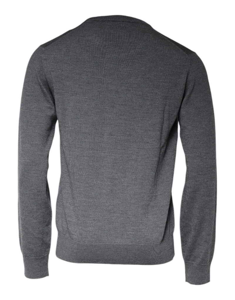 Pull à col rond en laine gris foncé Dolce & Gabbana