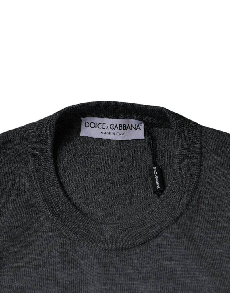 Pull à col rond en laine gris foncé Dolce & Gabbana