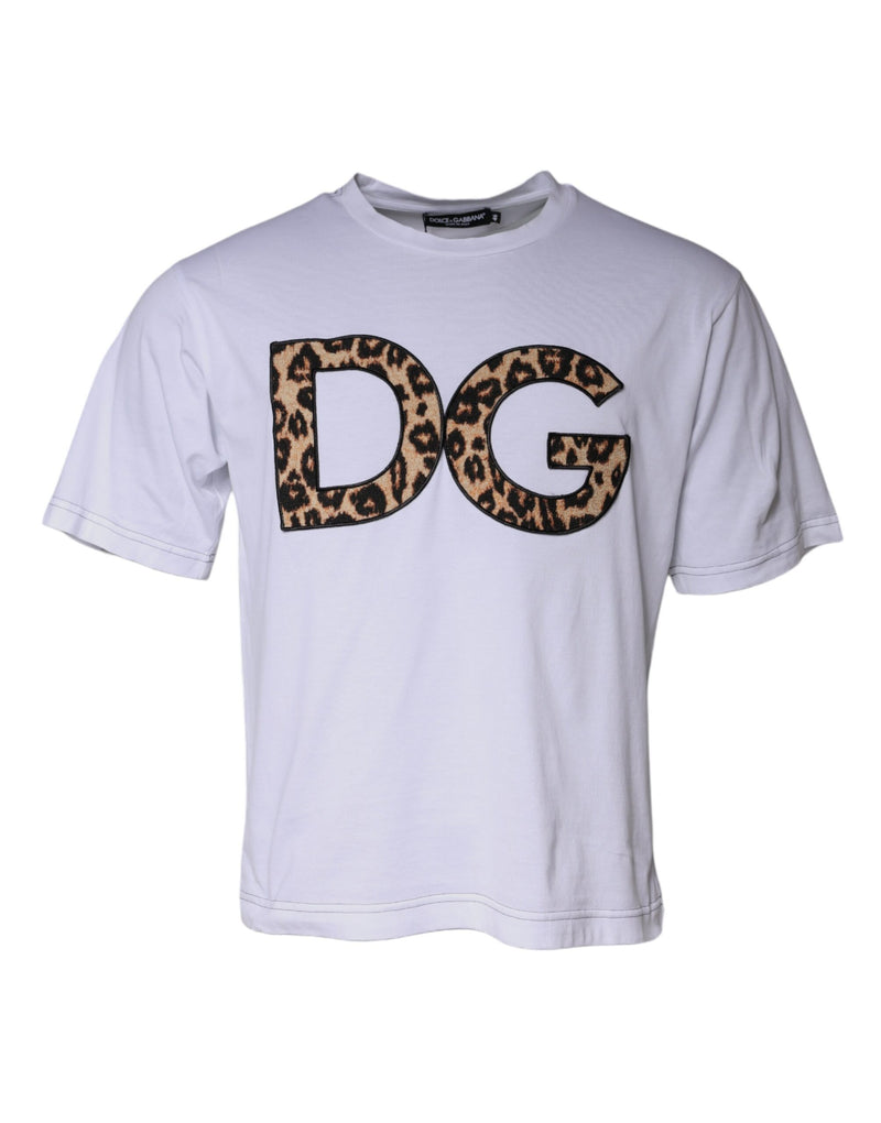Camiseta branca de algodão com logo DG e mangas curtas Dolce & Gabbana