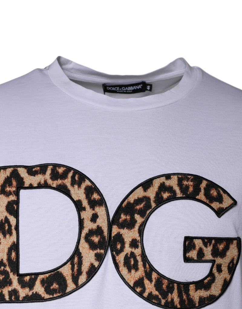 Camiseta branca de algodão com logo DG e mangas curtas Dolce & Gabbana