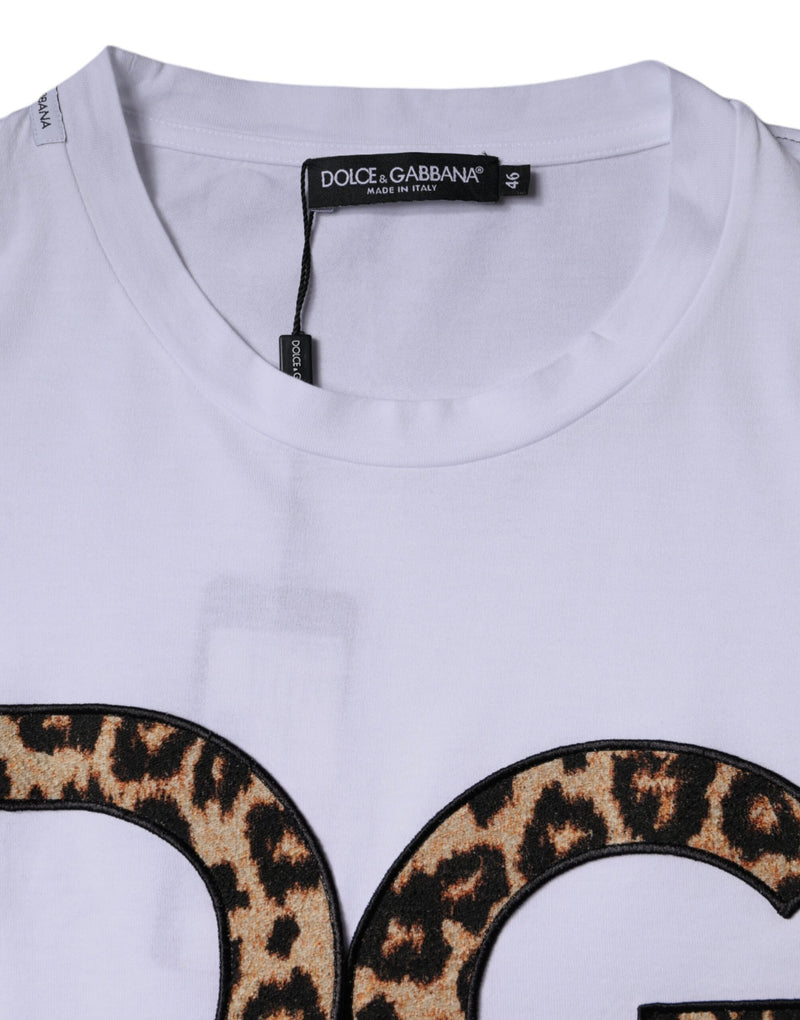 Camiseta branca de algodão com logo DG e mangas curtas Dolce & Gabbana