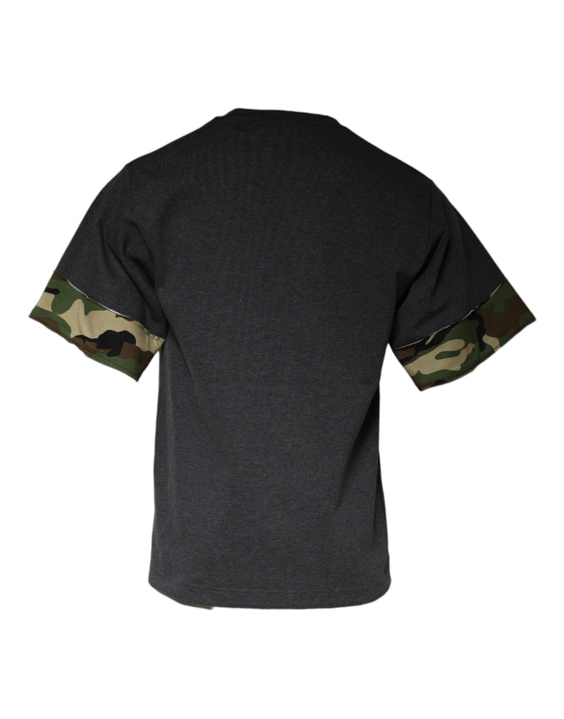 Camiseta gris oscuro de camuflaje con cuello redondo de Dolce & Gabbana