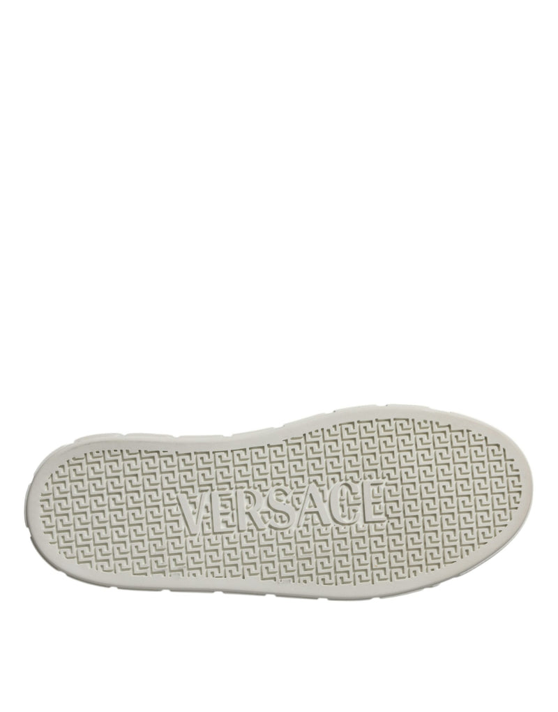 Zapatillas bajas para hombre blancas y marrones con estampado Greca y TPU de Versace