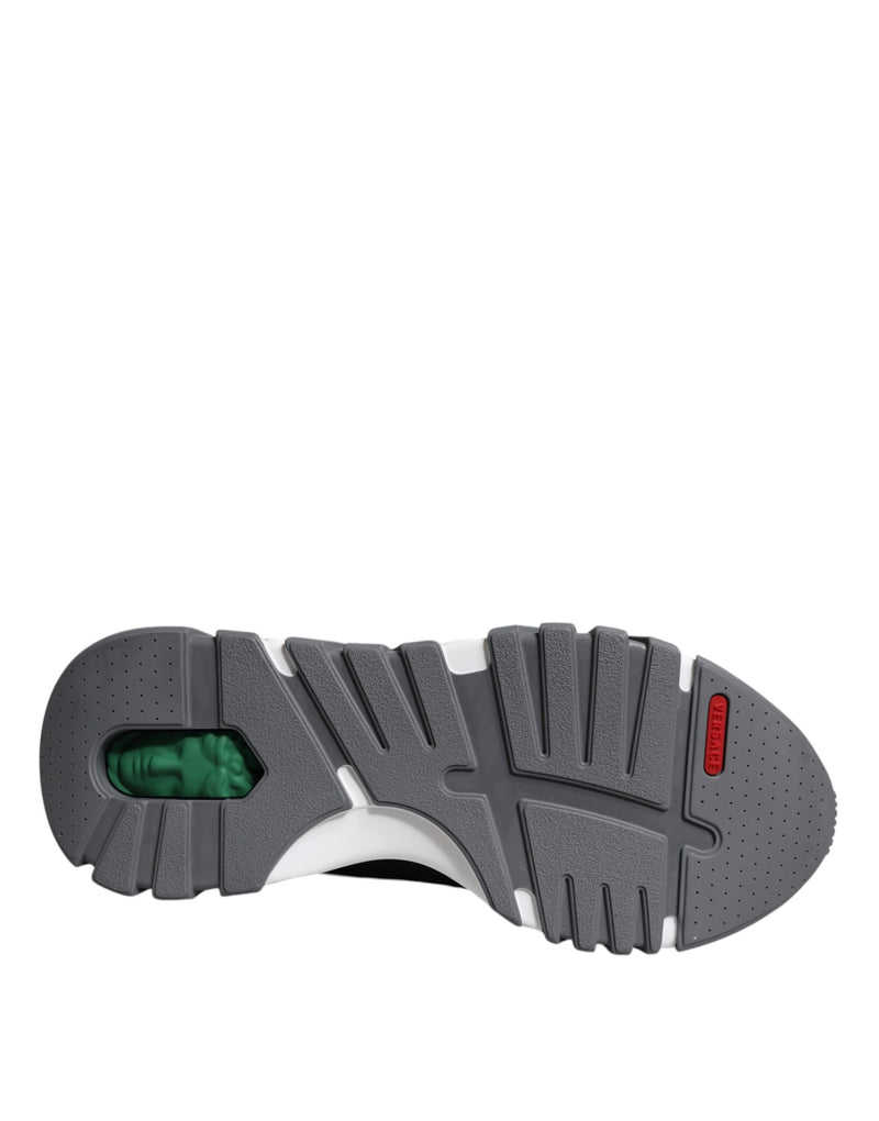 Tênis robusto de cano baixo Versace Squalo preto de couro e neoprene