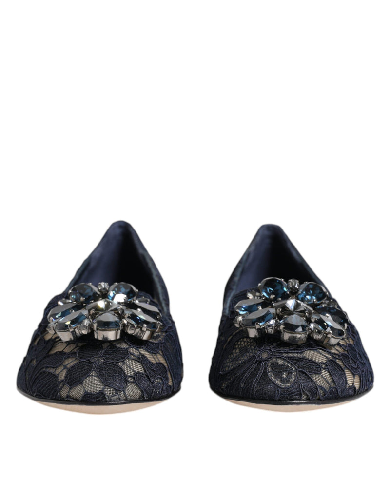 Sapatilhas Taormina Dolce & Gabbana azuis com cristais e cadarço