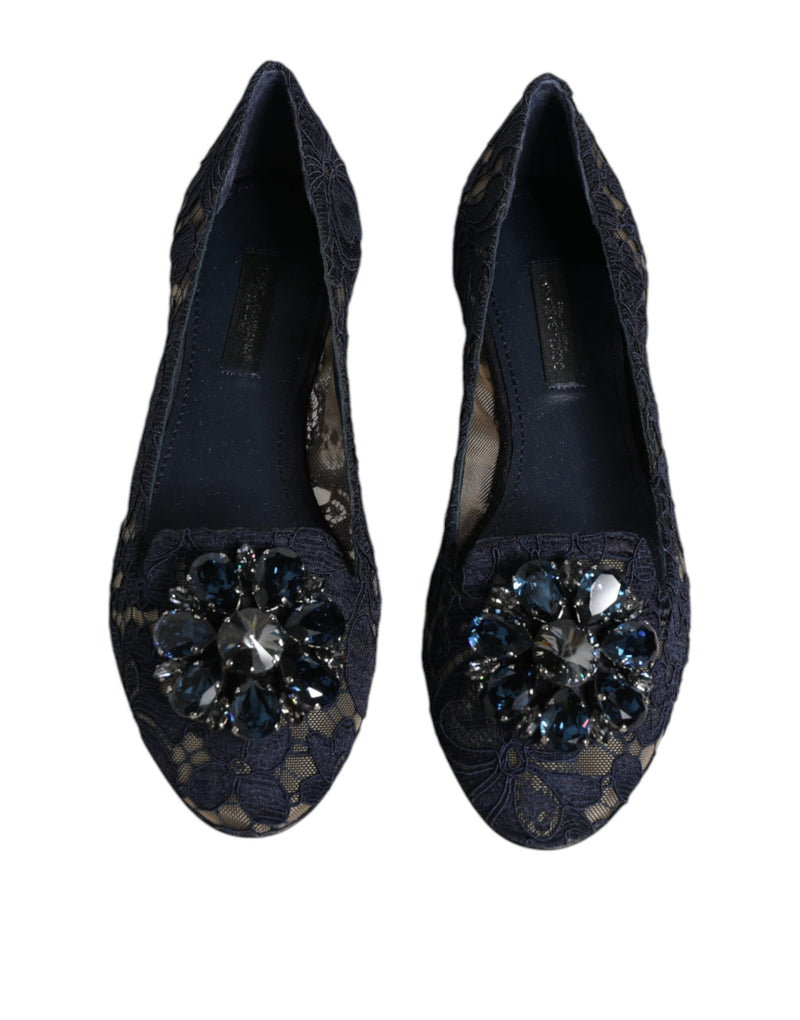 Sapatilhas Taormina Dolce & Gabbana azuis com cristais e cadarço
