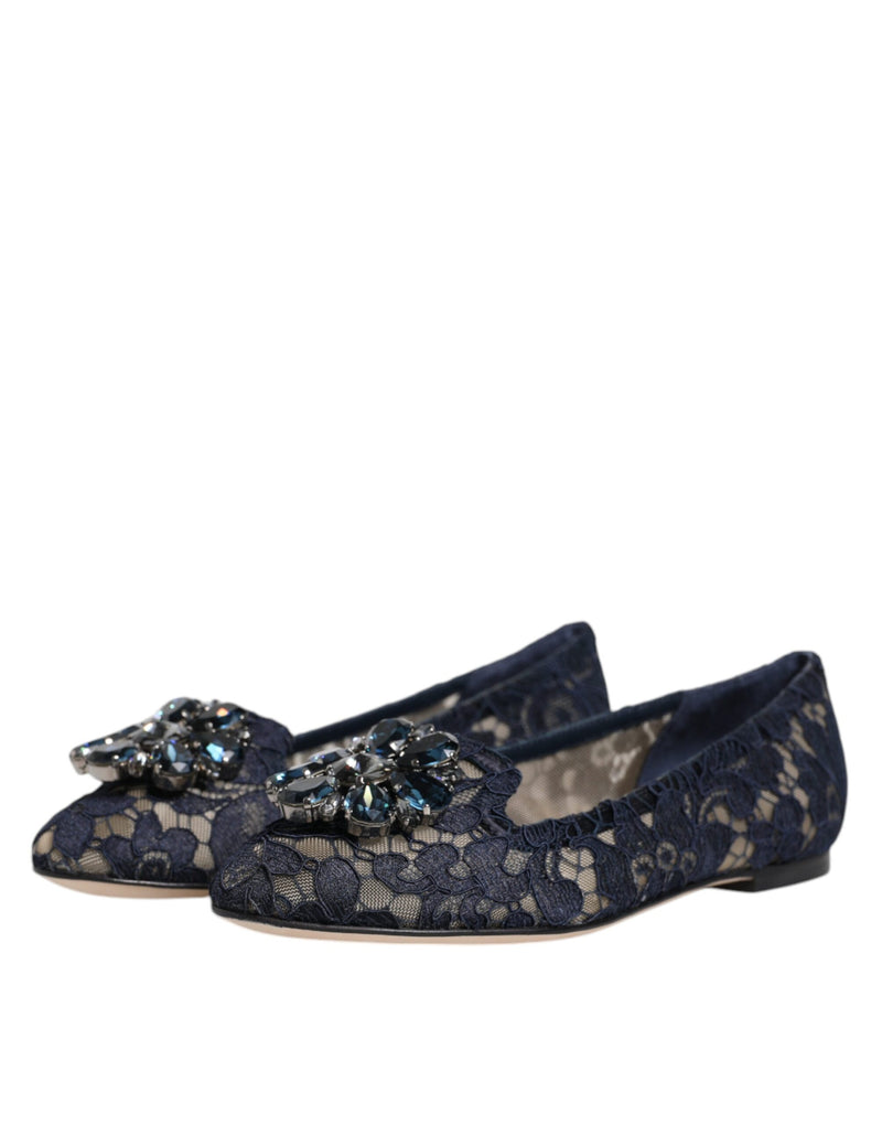 Sapatilhas Taormina Dolce & Gabbana azuis com cristais e cadarço