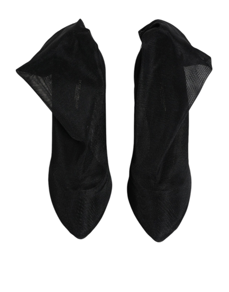 Botines tipo calcetín de malla elástica de seda negra de Dolce & Gabbana