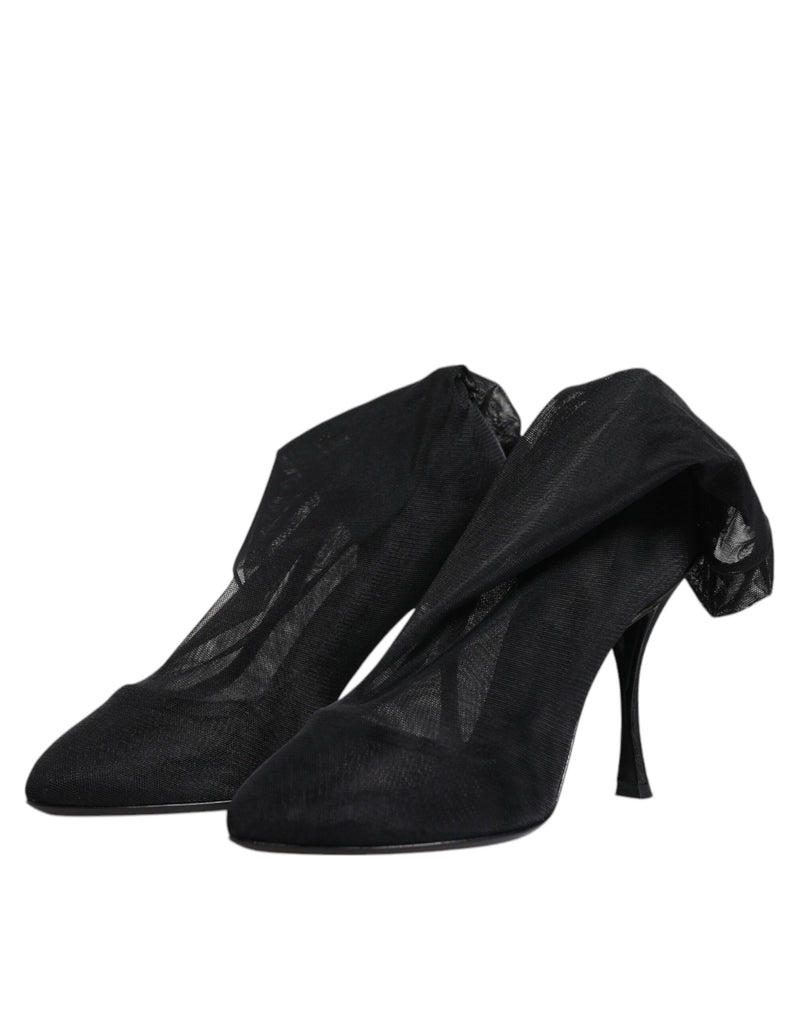 Botines tipo calcetín de malla elástica de seda negra de Dolce & Gabbana