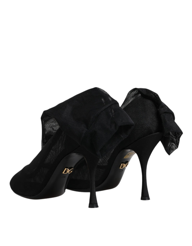Botines tipo calcetín de malla elástica de seda negra de Dolce & Gabbana