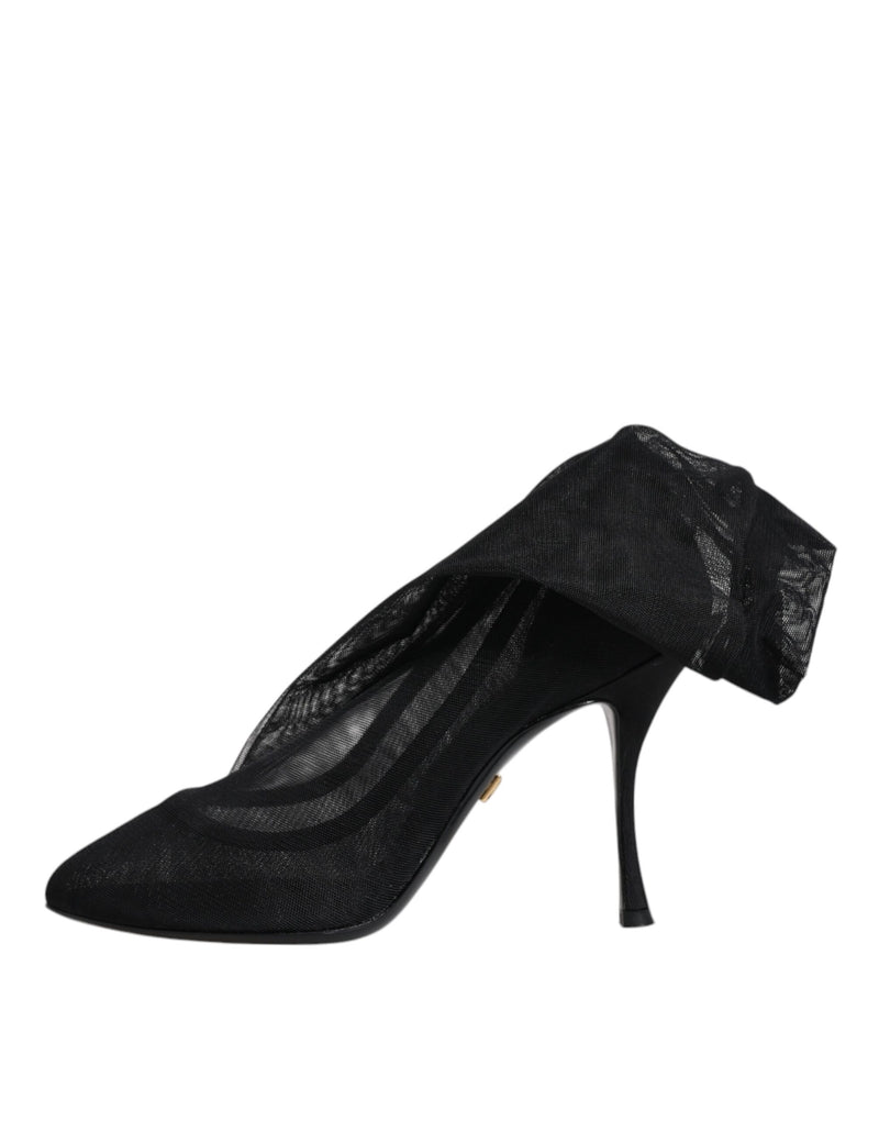 Botines tipo calcetín de malla elástica de seda negra de Dolce & Gabbana