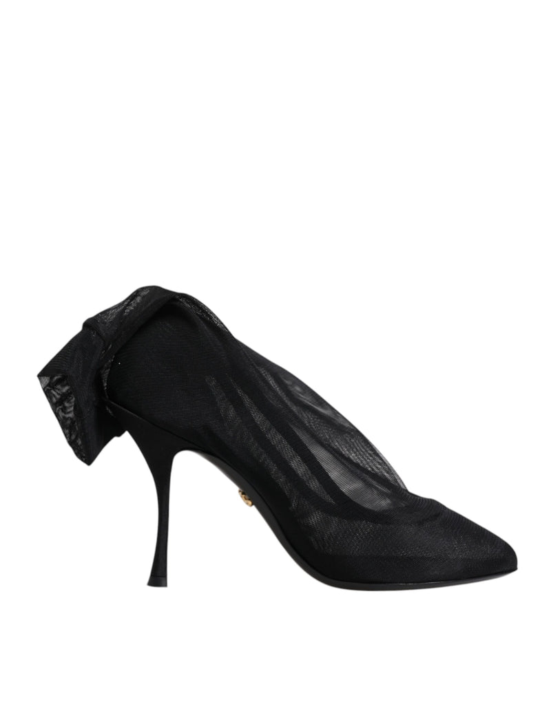 Botines tipo calcetín de malla elástica de seda negra de Dolce & Gabbana