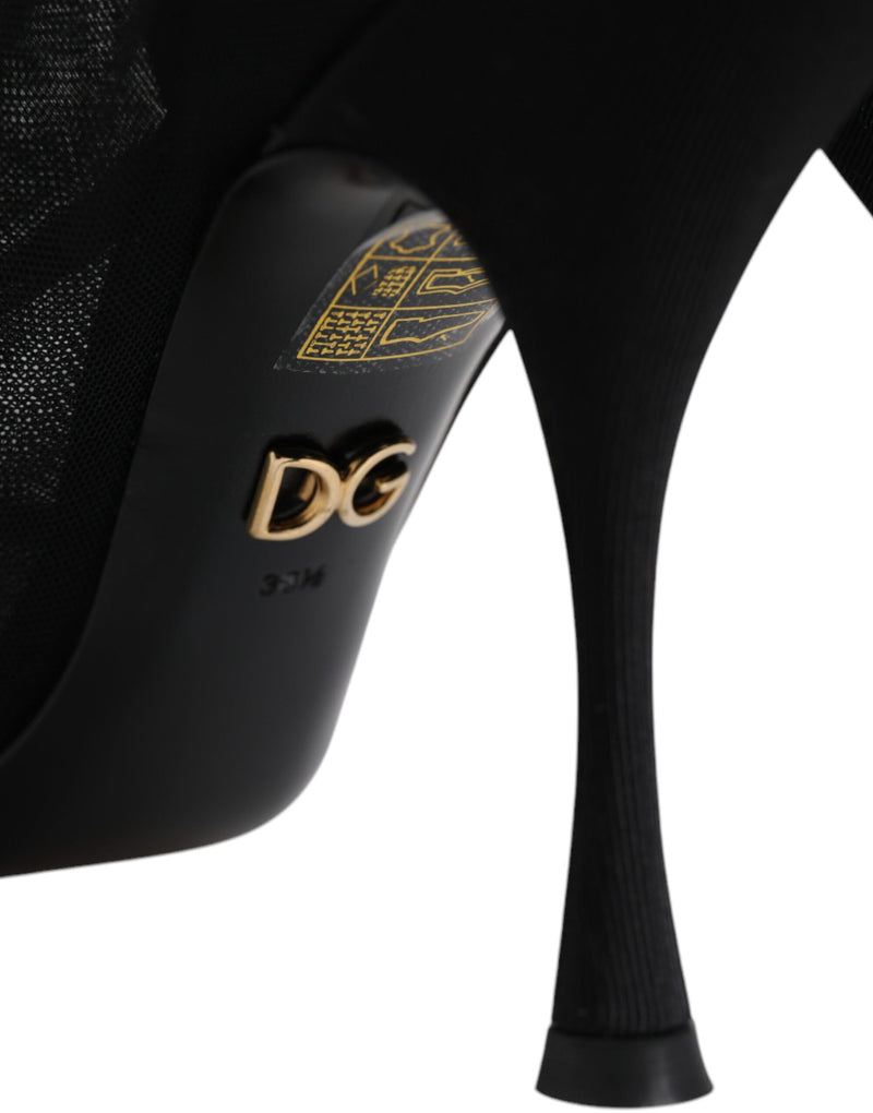 Botines tipo calcetín de malla elástica de seda negra de Dolce & Gabbana