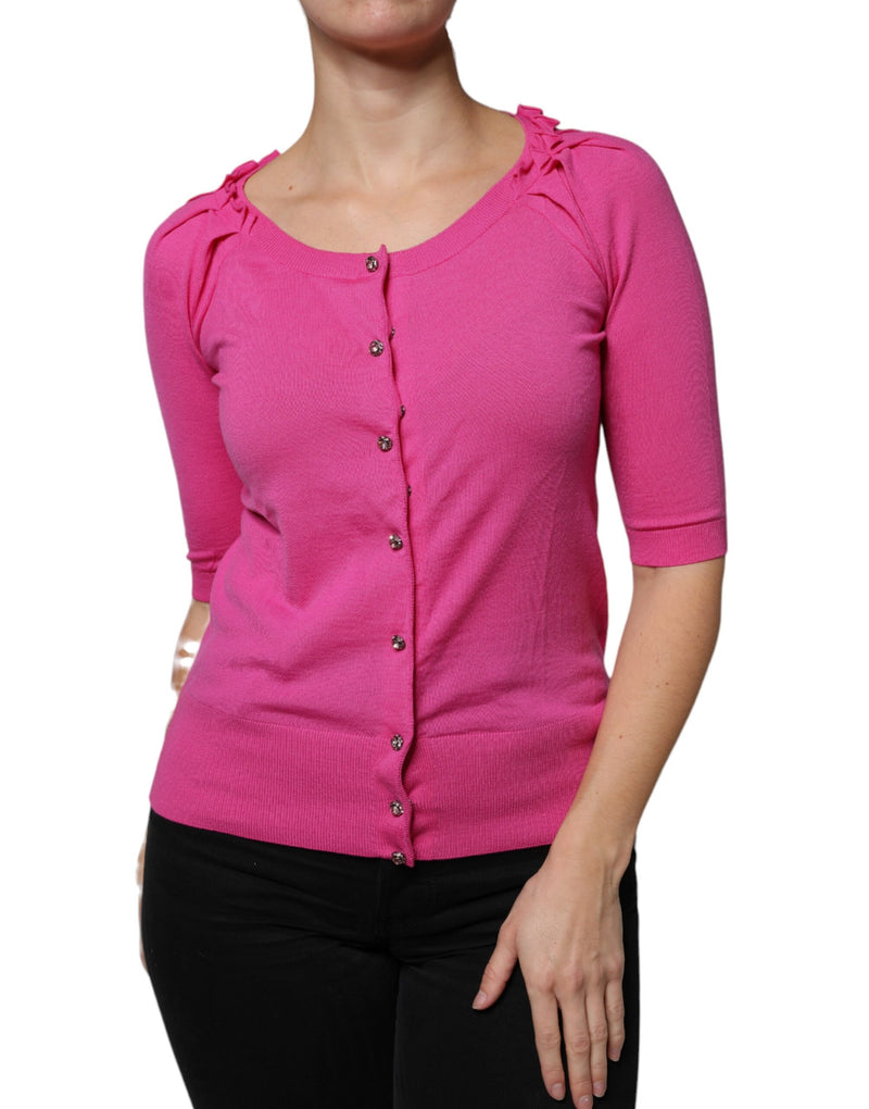 Cardigan en laine rose à boutons Dolce & Gabbana